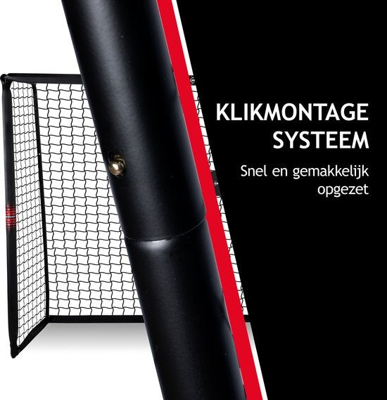 Dunlop Football Goal - But de football 300 x 200 x 120 cm - But de football grand format - Jouets d'extérieur pour enfants et adultes - Montage rapide - But d'entraînement de football - Métal - Noir/Rouge
