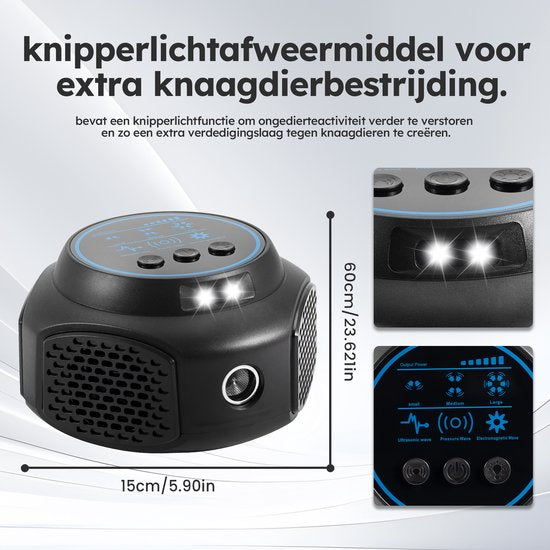 Détecteur de souris - avec flashs et sons - Détecteur à ultrasons - pour l'intérieur - alimenté par piles - noir - de Saaf