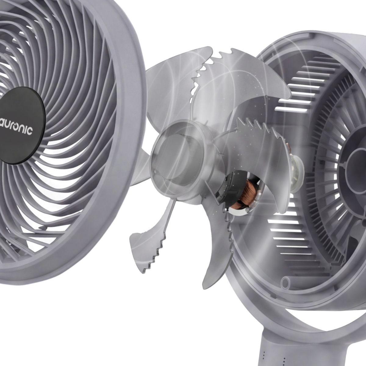 Ventilateur sur pied Auronic - 59/108 cm - 9 vitesses - Oscillation à 90° - Télécommande - Silencieux - Gris