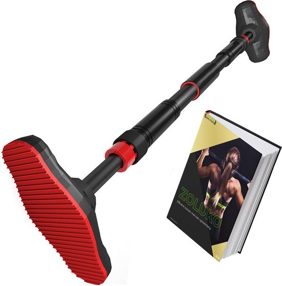 Zoluko Professional Pull Up Bar - Capacité de charge de 200kg - Livret électronique inclus - Fixation facile - Barre de traction pour le fitness - Station de traction pour le sport à domicile - Barre de traction pour le menton - Noir/Rouge