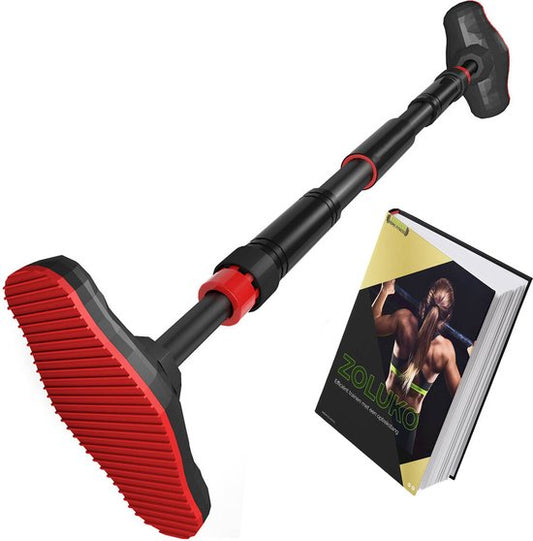 Zoluko Professional Pull Up Bar - Capacité de charge de 200kg - Livret électronique inclus - Fixation facile - Barre de traction pour le fitness - Station de traction pour le sport à domicile - Barre de traction pour le menton - Noir/Rouge