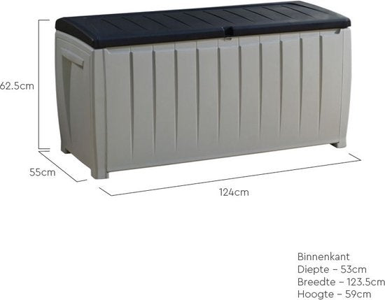 Keter Novel Boîte de rangement - 340L - 124x55x62.5cm - Gris