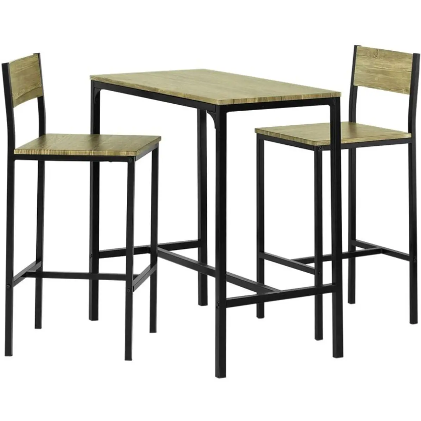SoBuy Table bistro - Meubles bistro - Table de bar - 2 tabourets - 3 pièces - OGT03-N