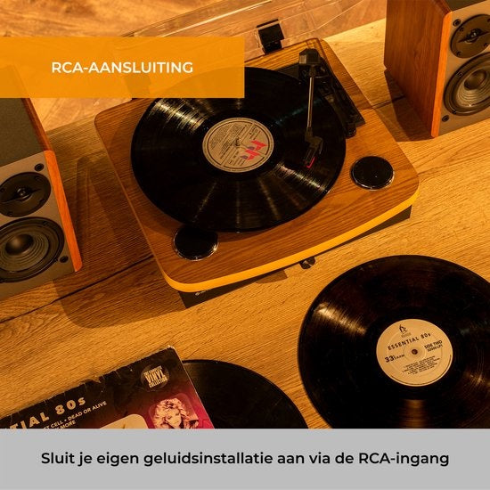 Denver Record Player Dual Bluetooth - Haut-parleurs intégrés - USB - Rétro - Bois - VPL230LW