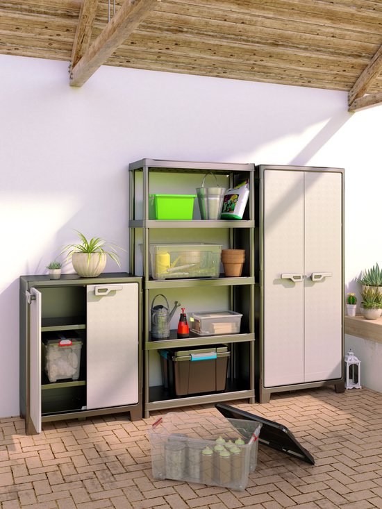 Keter Titan Armoire haute - 4 étagères - 80x44x182cm - Noir/Gris