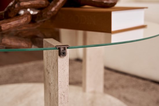 Asir - Table basse - Travertin et transparent