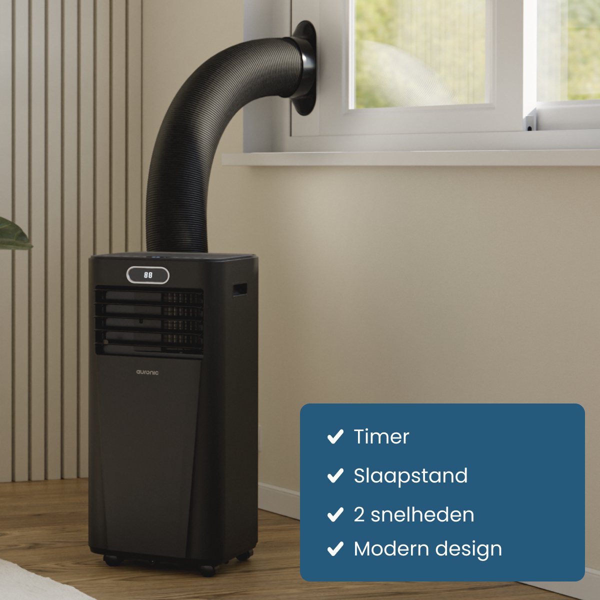 Climatiseur portable Auronic blanc - 7 000 BTU - Jusqu'à 20 m² - 3-en-1 - Avec kits de calfeutrage pour fenêtres