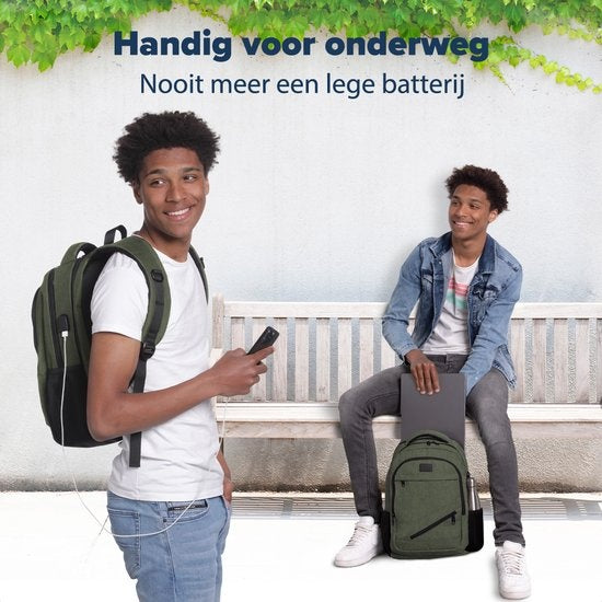 TRVLMORE Sac à dos - 28L - 15.6 inch - Sac à dos pour ordinateur portable - Sac d'école - Unisexe - Vert résistant aux éclaboussures