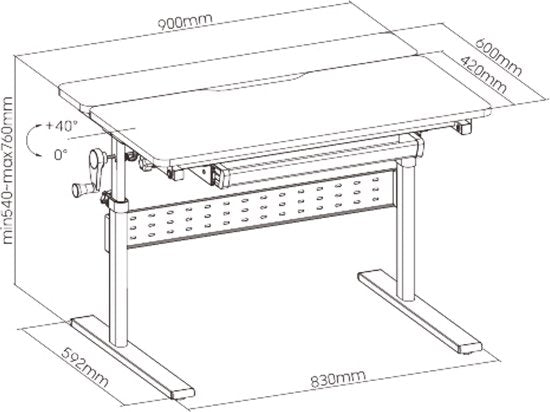Bureau de dessin pour enfants - réglable en hauteur de manière ergonomique - table d'écolier