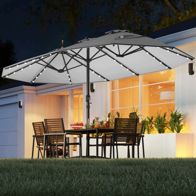 Parasol LED Coast avec pied – 260 x 250 cm – Gris