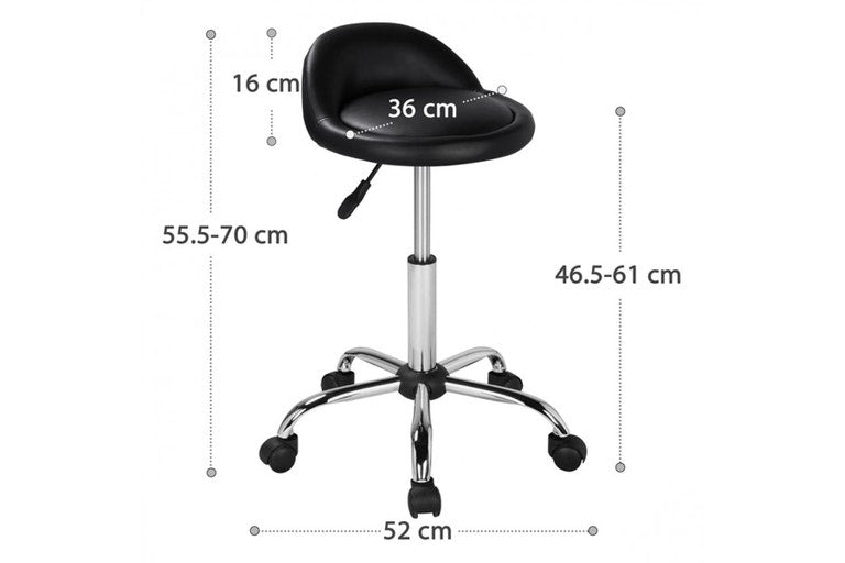 Tabouret de salon Yaheetech - À roulettes - Réglable - 120 kg - 52 x 55,5-70 cm - Noir