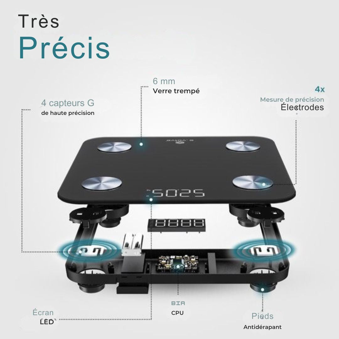 Blance numérique e.volve Scale - 20x - intelligente avec analyse corporelle - précision - Application incluse - Noire