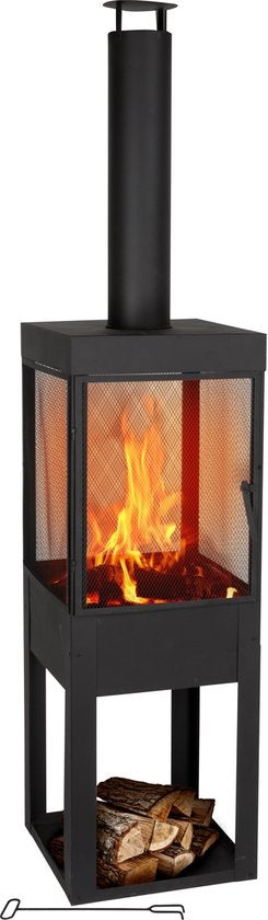 BBQ Collection - Cheminée d'extérieur - 194cm - Acier - avec cheminée - Cheminée de terrasse