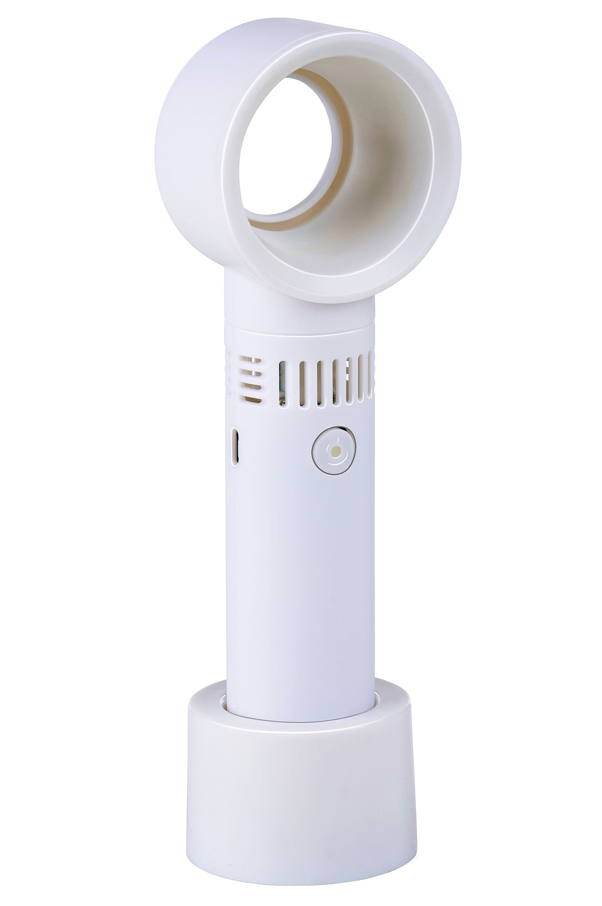 Ventilateur portable sans pales Lifetime Fan, blanc, rechargeable par USB – Doté de trois vitesses réglables, d'un design sans pales et d'un fonctionnement silencieux – Idéal pour les voyages et le bureau – Plastique blanc – 22 cm