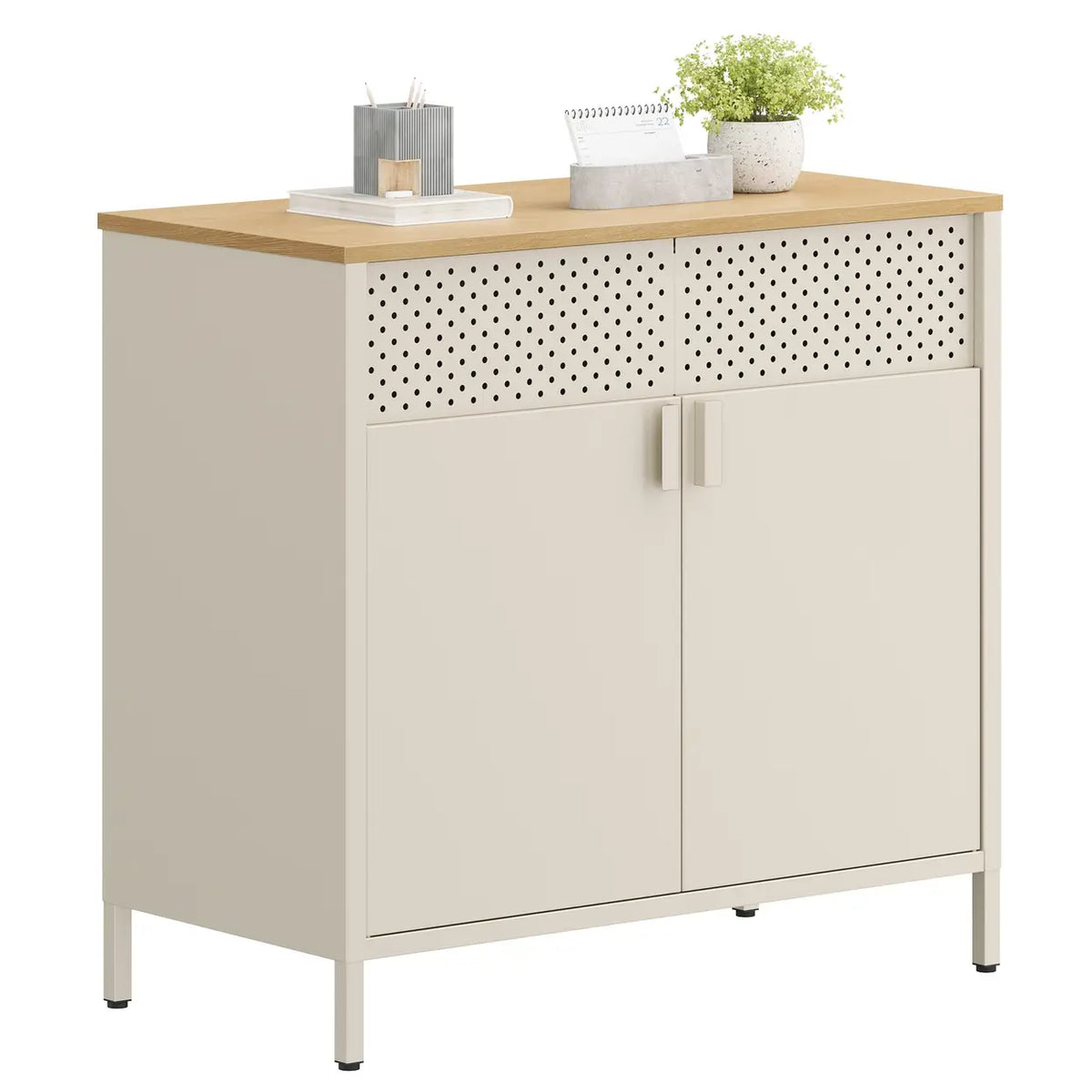 Joyfurnos Ochama : meuble de rangement avec porte - étagère réglable - 80 x 40 x 76 cm - beige