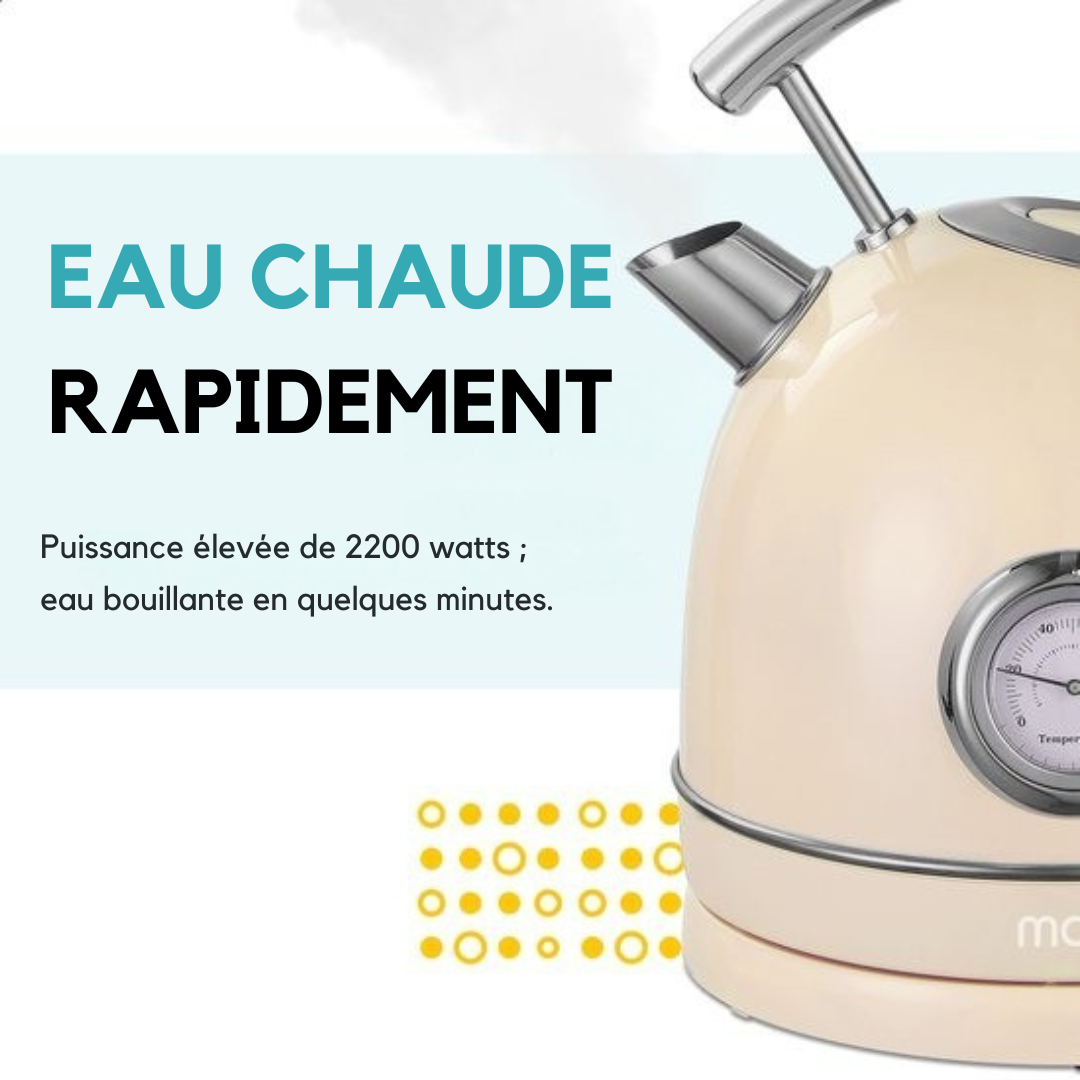 Bouilloire électrique - MOA Retro - 2200W – 1,8 L – Acier inoxydable – Crème pastel