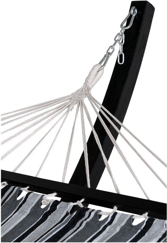 Hamac Tripoli avec armature en mélèze - 320 cm - coton et polyester - gris/noir