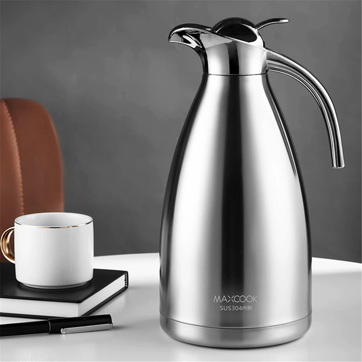 Bouilloire à eau chaude Maxcook en acier inoxydable à isolation sous vide, 2 l, MCH-478 - Acier inoxydable 304 - 2000 ml