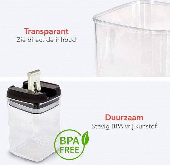KitchenBrothers Bocaux - 14 pièces - hermétique - étiquettes réinscriptibles - plastique