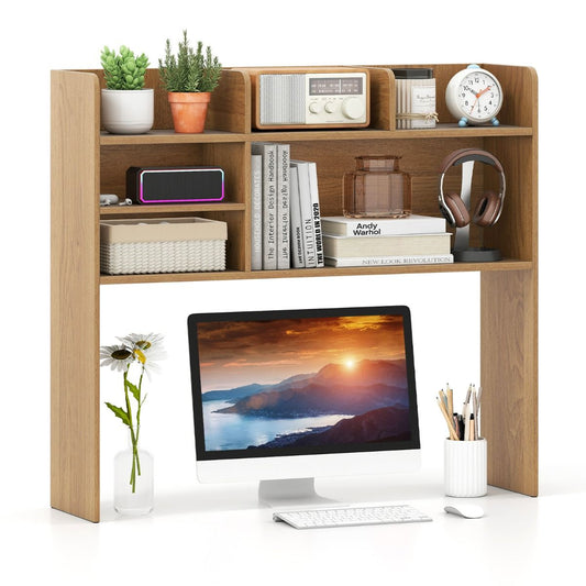 coast - Meuble de rangement pour bureau - 94 × 24 × 85 cm - Nature - Organisateur de bureau avec 6 étagères et espace pour moniteur