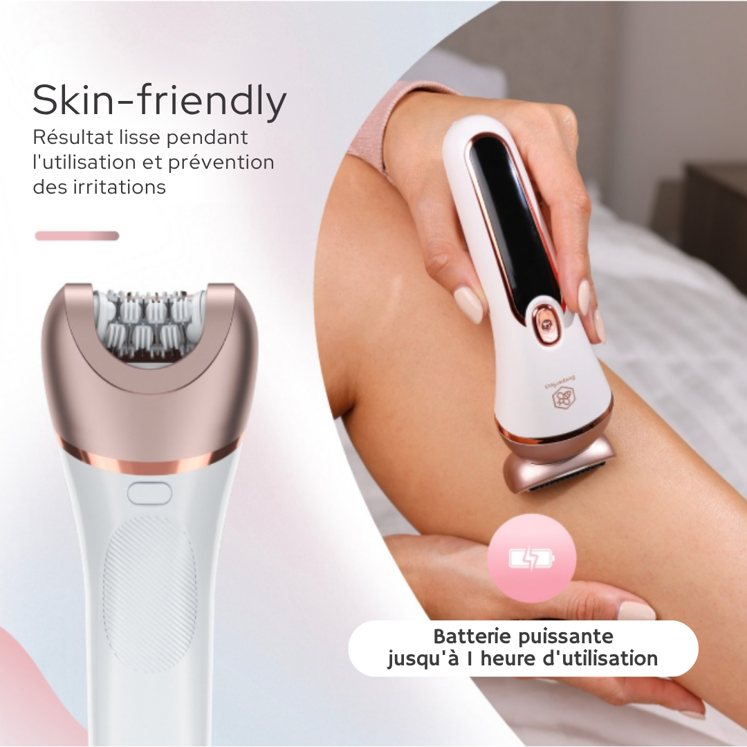 Épilateur Beeperfect® - Rechargeable - Étanche - 7 accessoires - Blanc/rose pâle
