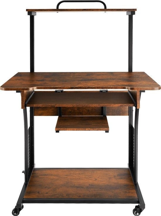 tectake - bureau mobile Fife 80 x 65,5 x 130,5cm - brun foncé industriel - 404726