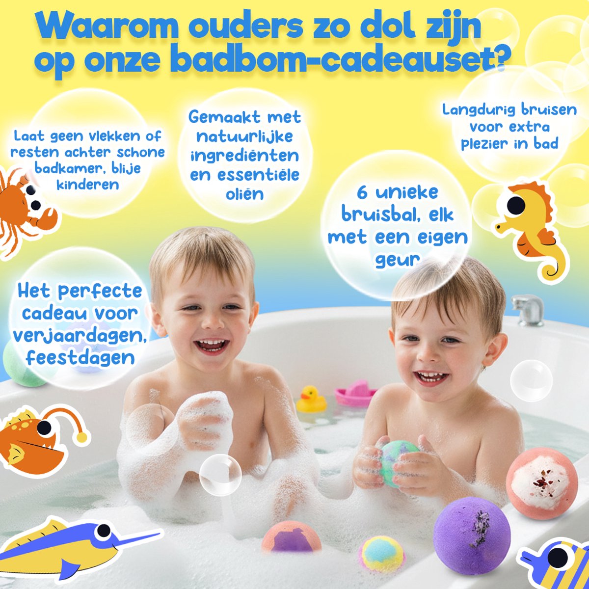 Kidzkraze Boules effervescentes, lot de 6 - Bombes de bain pour enfants