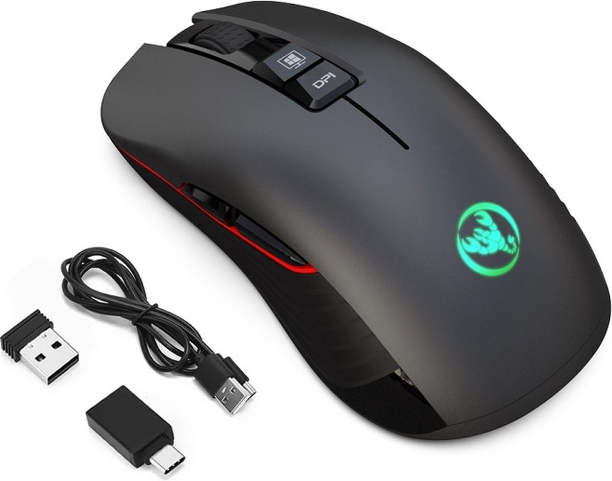 HXSJ T30 2.4G USB-C Wireless Gaming Mouse - Souris rechargeable - Souris silencieuse - pour Macbook / Laptop / PC - Souris de jeu