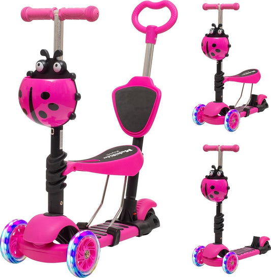 Trottinette enfant LifeGoods - 3 roues lumineuses - 3 -8 ans - Garçons/Filles - Rose