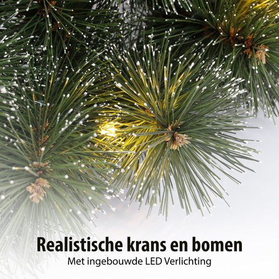 Ensemble d'arbres de Noël et de couronne de Noël Black Box Trees Glendon - 2 sapins de Noël artificiels et 1 couronne avec éclairage LED - Vert