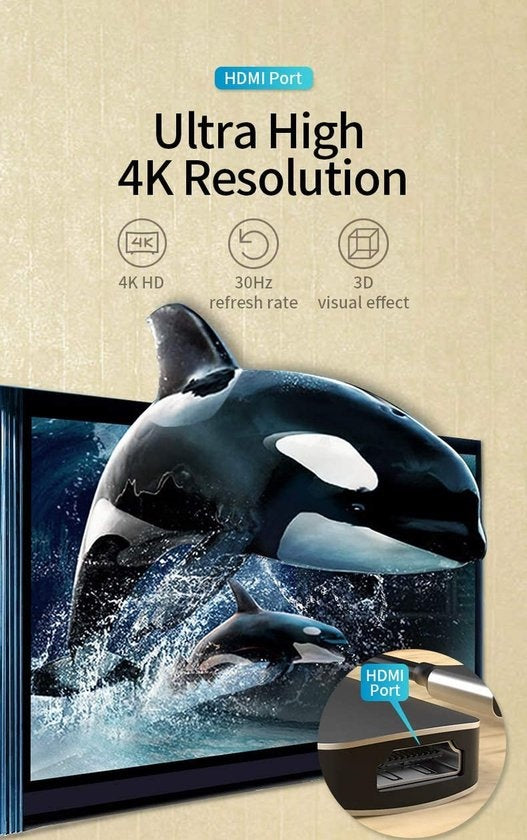 Fuegobird 6 in 1 USB-C HUB - USB3.0 + SD/TF + HDMI + USB-C - Voyant lumineux