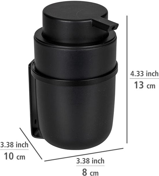 Distributeur de savon mural autocollant Wenko - Noir - 250 ml