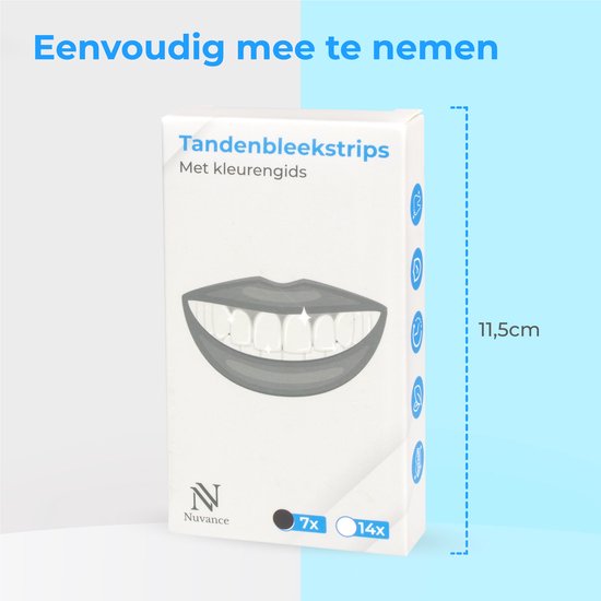 Nuvance - Bandes de blanchiment des dents - Set de blanchiment des dents - blanchiment des dents - avec 0% de peroxyde - dents blanches - 14 sets/28 bandes