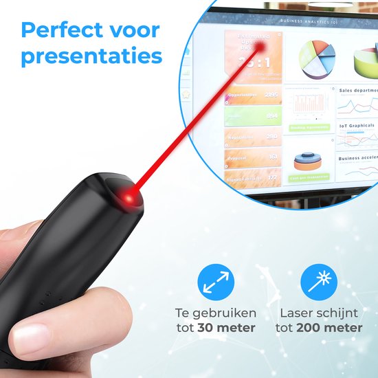Nuvance Presentation Clicker - Laser - Pointeur - Présentateur - Récepteur USB - Adaptateur USB C inclus - Clicker