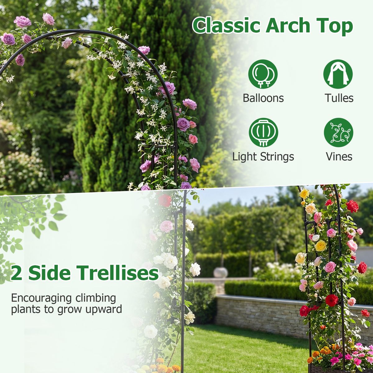 Arche de jardin Coast avec jardinières - système d'arrosage automatique - conception modulaire - noir - 230 cm