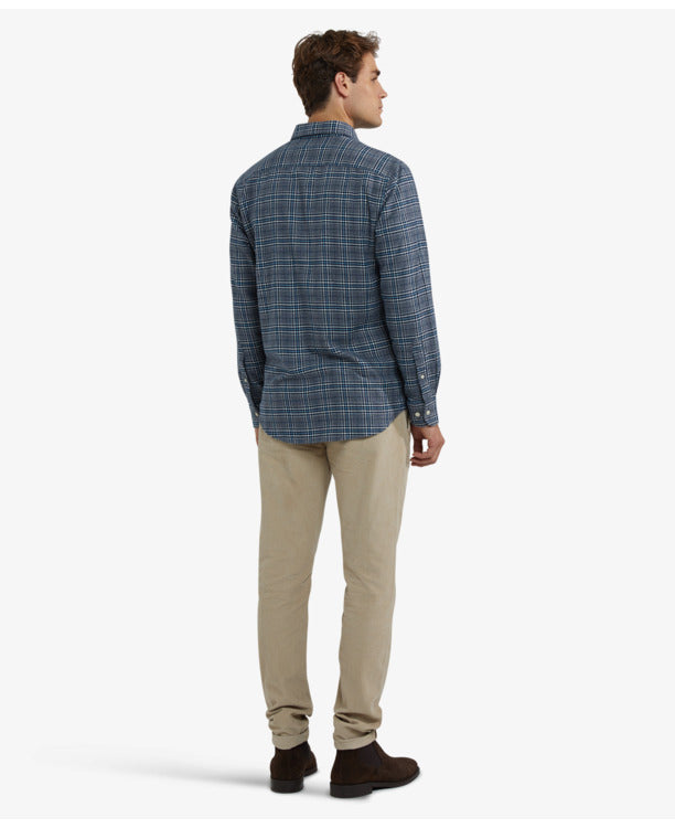 McGregor Flannel Twill Check Shirt Men - 100% Cotton Flannel - Navy - Size L