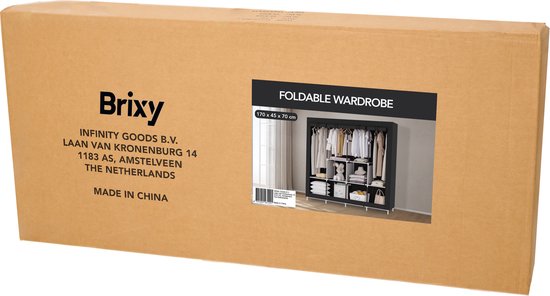 Armoire Brixy - Armoire - XXL - Armoire pliable - 175 x 170 x 45cm - Armoire de camping - Armoire pliable en tissu - Noir
