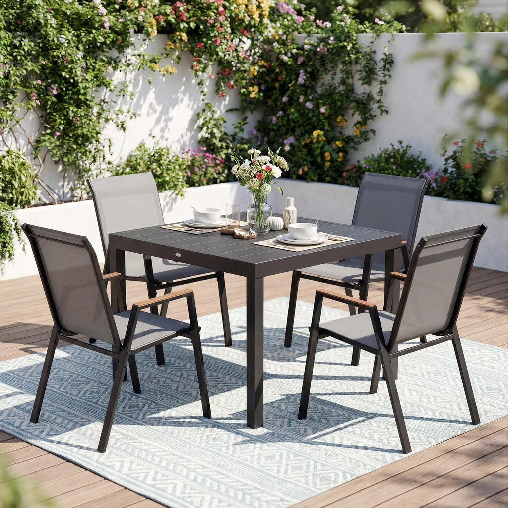 Chaises de jardin Coast - empilables - accoudoirs - respirantes - 56 x 66 x 88 cm - gris