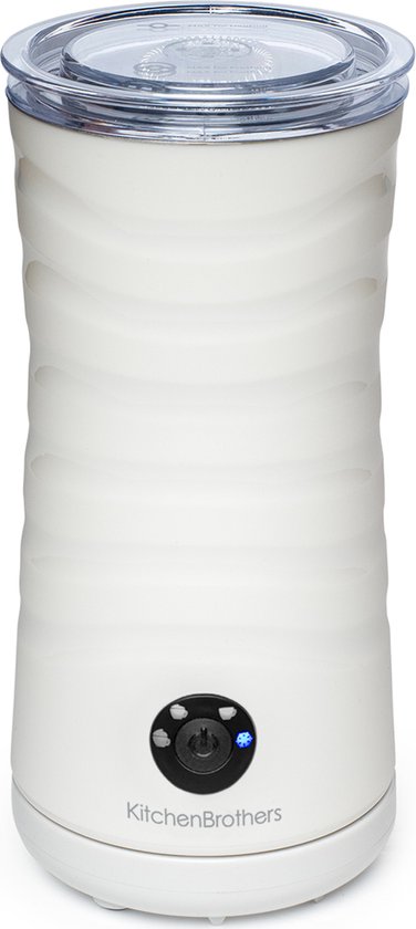 KitchenBrothers Mousseur à lait électrique - 4 en 1 - Fouet à lait - 240 ML - Mousseur à lait pratique - Blanc