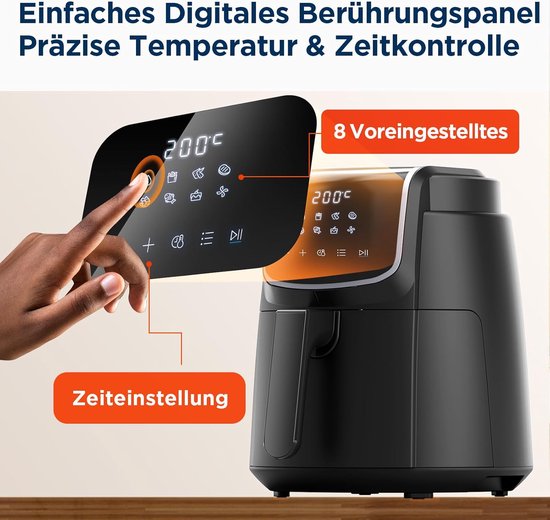 Midea MF-CN35C2 - Friteuse à air chaud numérique - Fonctions 8 en 1 - Capacité de 3,5 L
