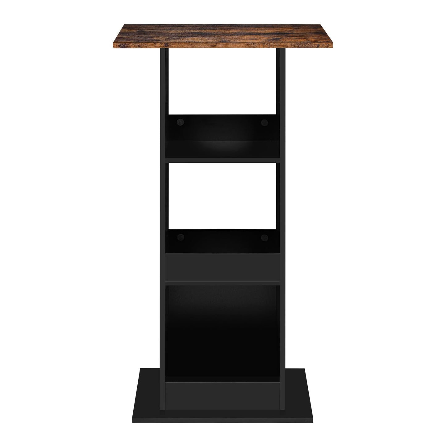 Table haute Woltu - 109 cm de hauteur - Rectangulaire - 3 étagères - Noir/Marron rustique