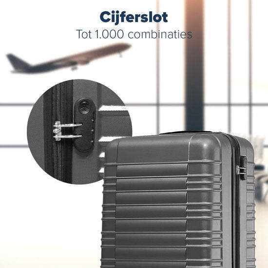 TRVLMORE Set de valises - 3 pièces - 38L (bagage à main) + 70L + 110L - Gris foncé