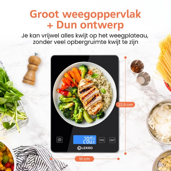 Balance de cuisine numérique de précision – Balance de cuisine – 1 g à 15 kg – Fonction tare – Noire