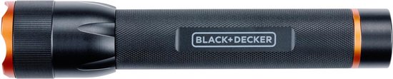 BLACK+DECKER Lampe de poche LED 350 Lumen - 6W - 200M de portée - 3 modes d'éclairage : Haut, Bas, Pulsation - Noir/Orange