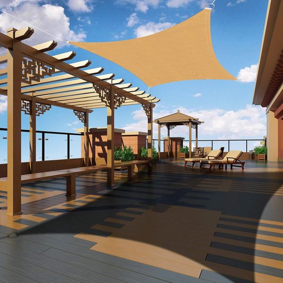 Voile d'ombrage rectangulaire - Protection UV - 1 pièce - Sable - 2x3m