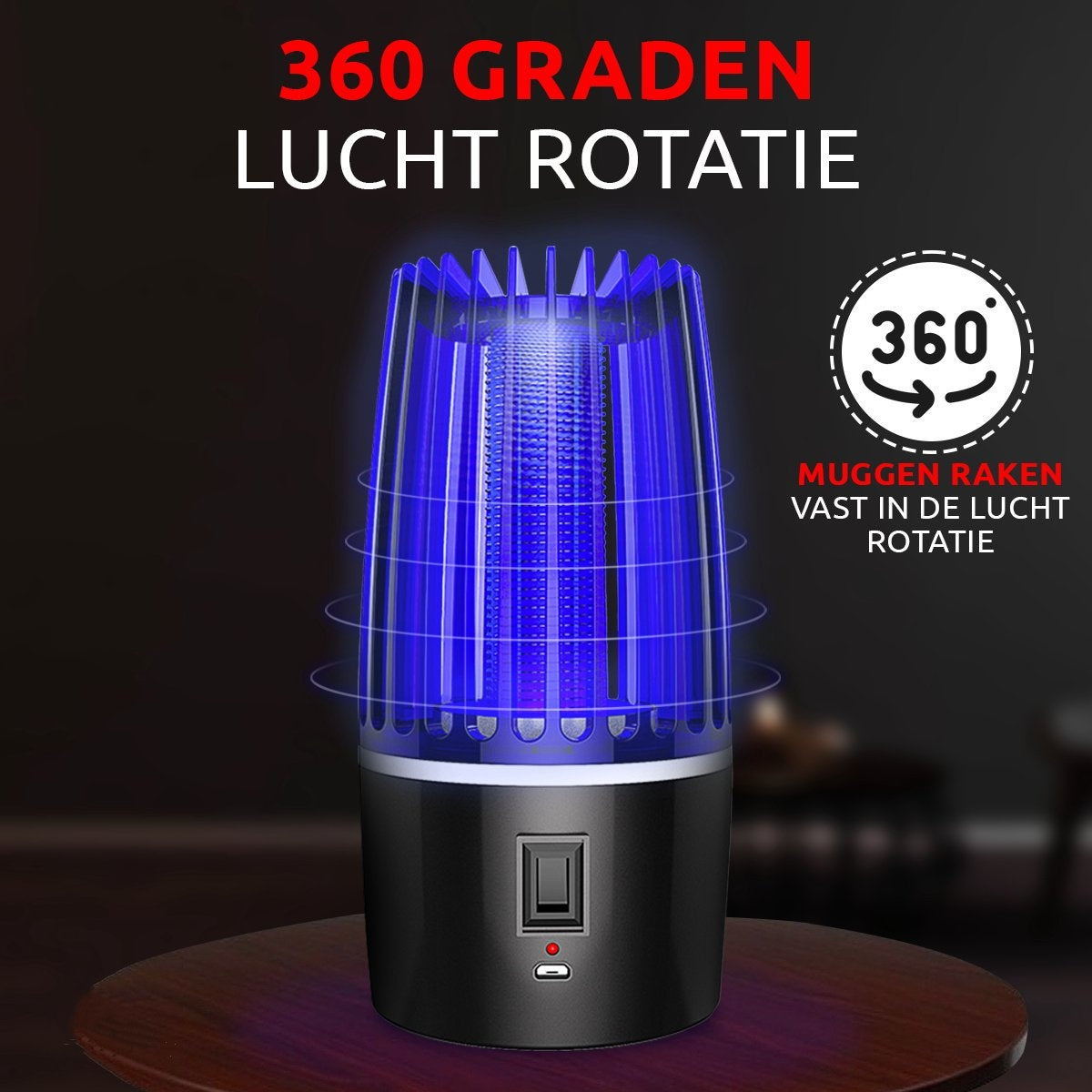Lampe anti-moustique professionnelle AyeSense 2 en 1 - Sans fil et rechargeable - Batterie intégrée 4000mAh - Attrape-moustiques - Lampe anti-insectes - Lampe anti-moustiques UV