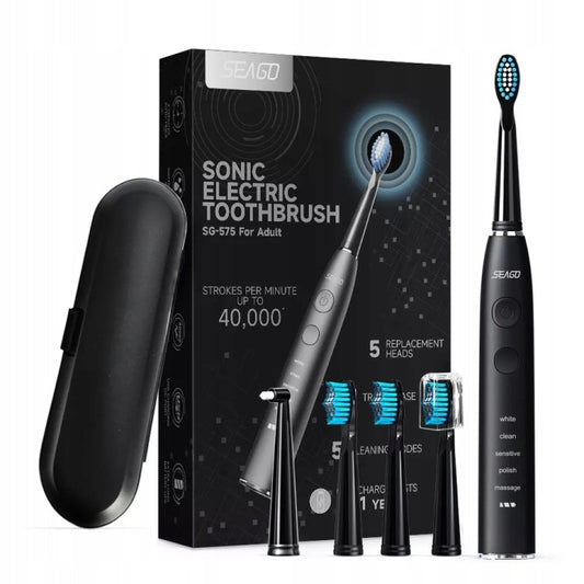 Étui Seago SG-575 noir - Pour brosse à dents sonique - Avec un compartiment pouvant accueillir 5 embouts