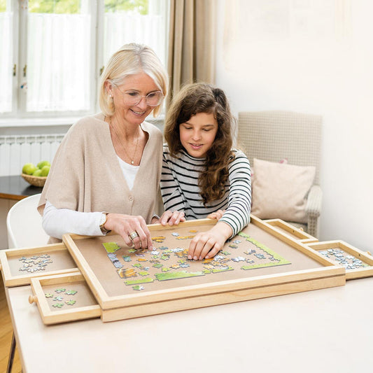 Table de puzzle en bois - 500 pièces - 4 tiroirs coulissants - 65 x 49 x 4,5 cm