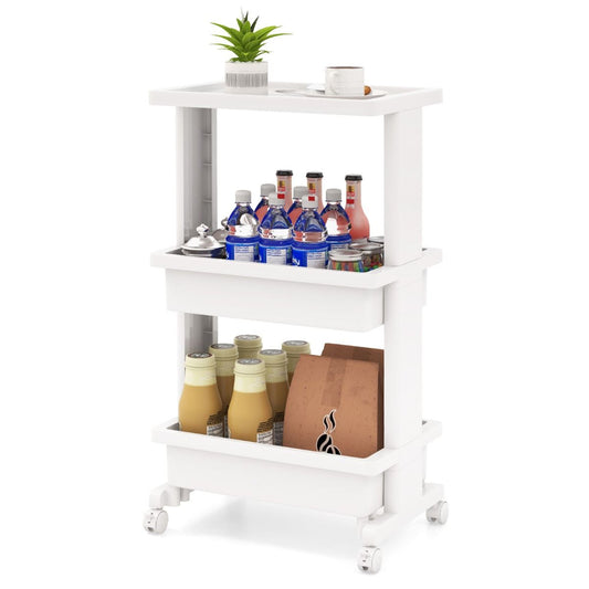 Coast Chariot de stockage - 3 couches - Plastique - Max. 50 kg - 45 x 30 x 81 cm - Blanc