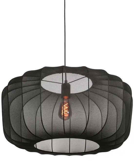 Anne Lighting - suspension - Sable - noir - lin et métal - Ø 60 cm - E27 - 4193ZW